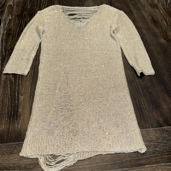 🟢 Gracia Chic Sparkling Fringe Knit Sweater Size Medium - Picture 5 of 6